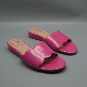 Bandalino Women's Pink Kayla‎ Sandals Leather Scalloped Slide  Size 8M